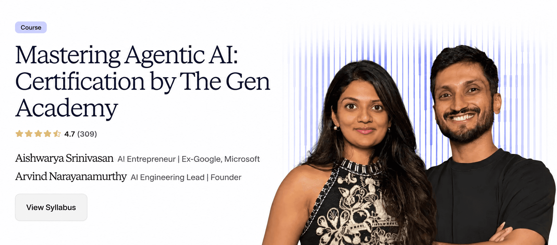 Mastering Agentic AI certification by The Gen Academy, taught by Aishwarya Srinivasan and Arvind Narayanamurthy